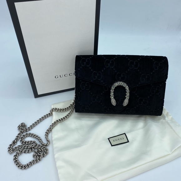 Gucci Handbags - Gucci Dionysus Velvet Wallet on Chain
